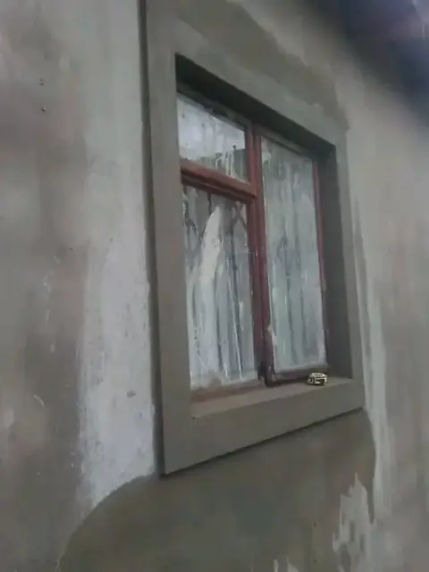 Window reveal plastered, sill detail close-up