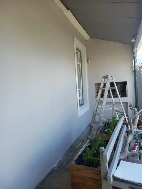 Interior passage part-painted, ladder and materials