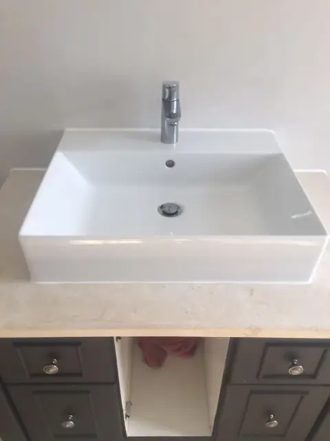 New rectangular basin on a vanity unit