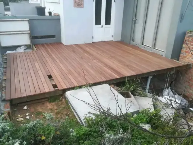 Completed timber deck at the rear of a house