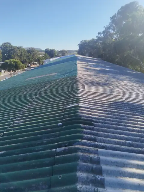 Roof sheet coating in progress