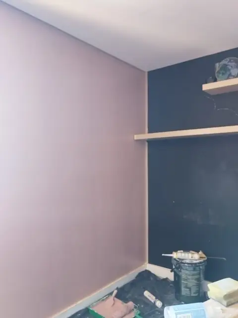 Bedroom repaint with shelving