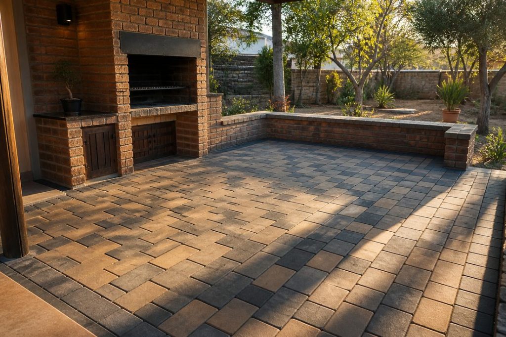 Paved braai and entertainment courtyard — brick paving cape town