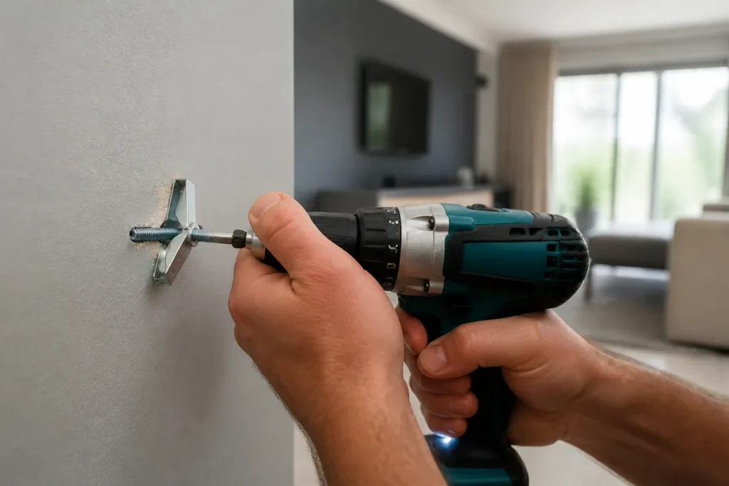 handyman Durbanville fitting a drywall anchor for a TV bracket