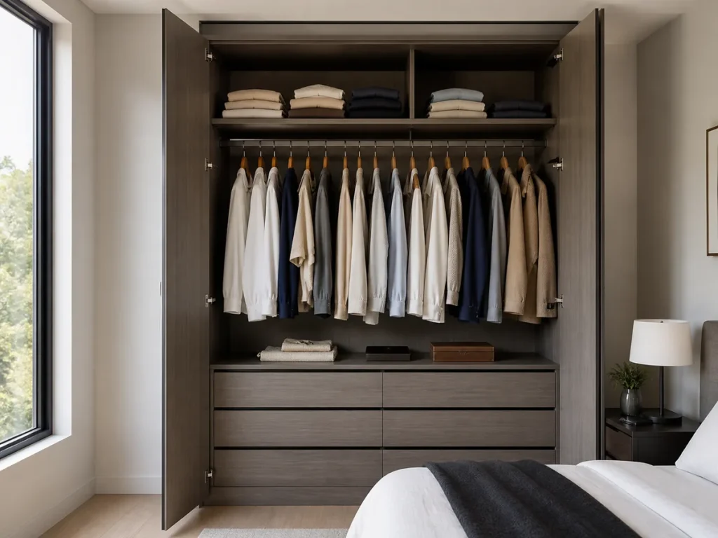 built in cupboards bedroom internal hanging rail and drawers