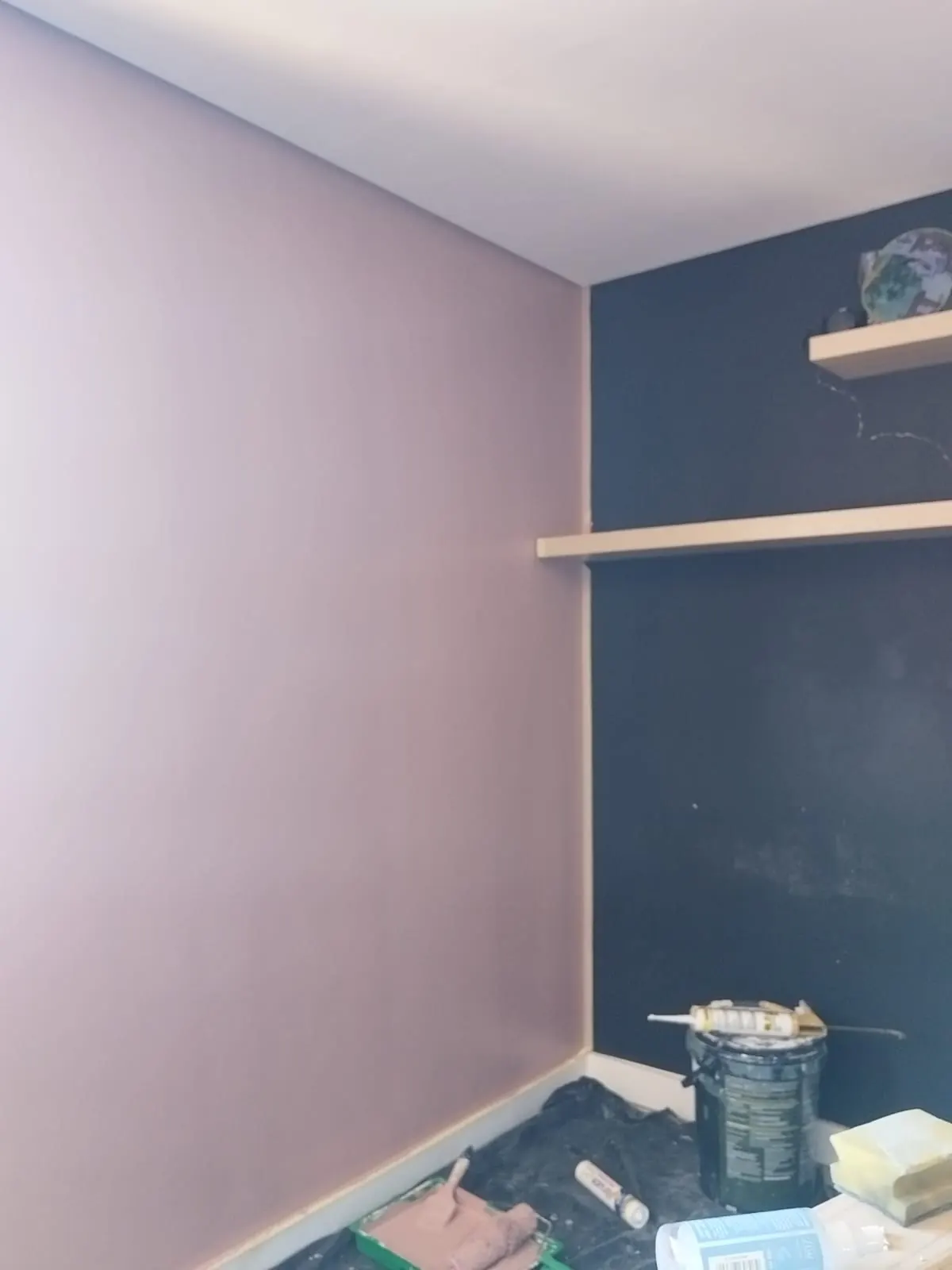Bedroom repaint with shelving