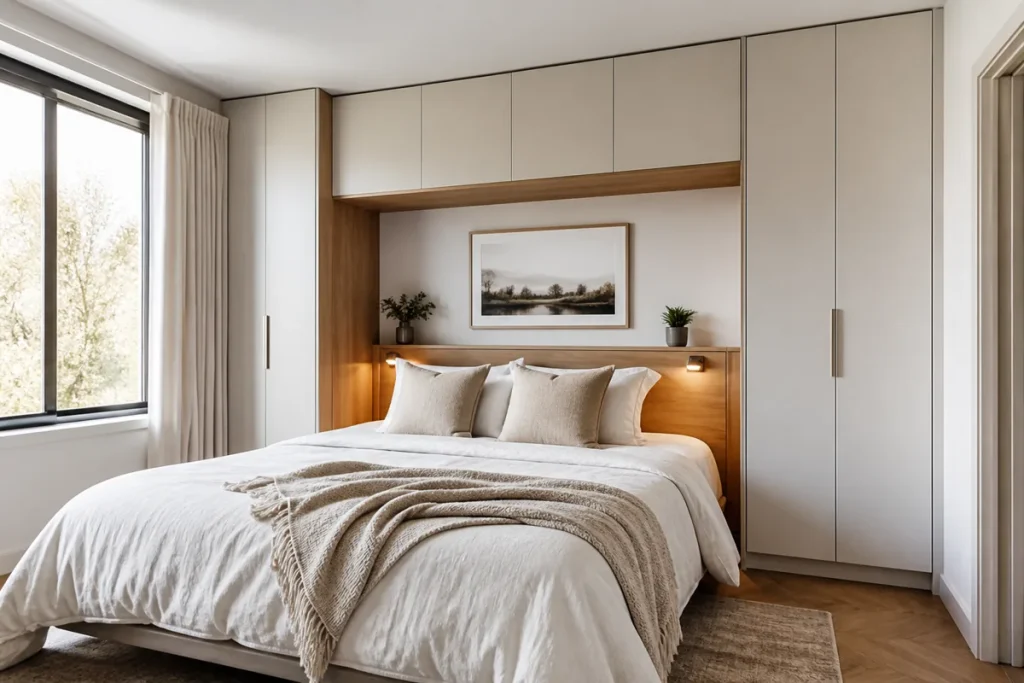 built-in cupboards bedroom ideas using over-bed bridging